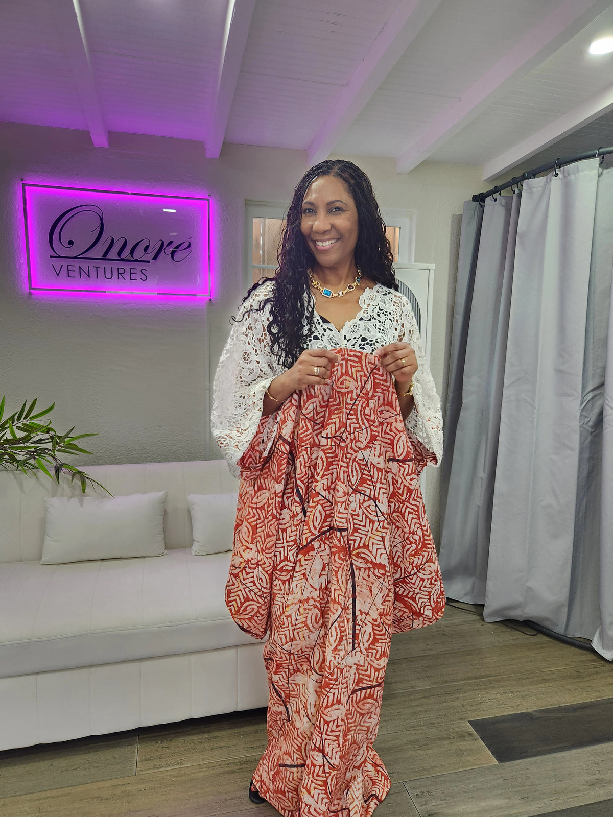 Nola Elegant African Boubou/Kaftan gown/ Quality Adire tie &amp; dye crepe / Free- size style fits M, L, XL, 2XL/ Multi designs/ 60 in long