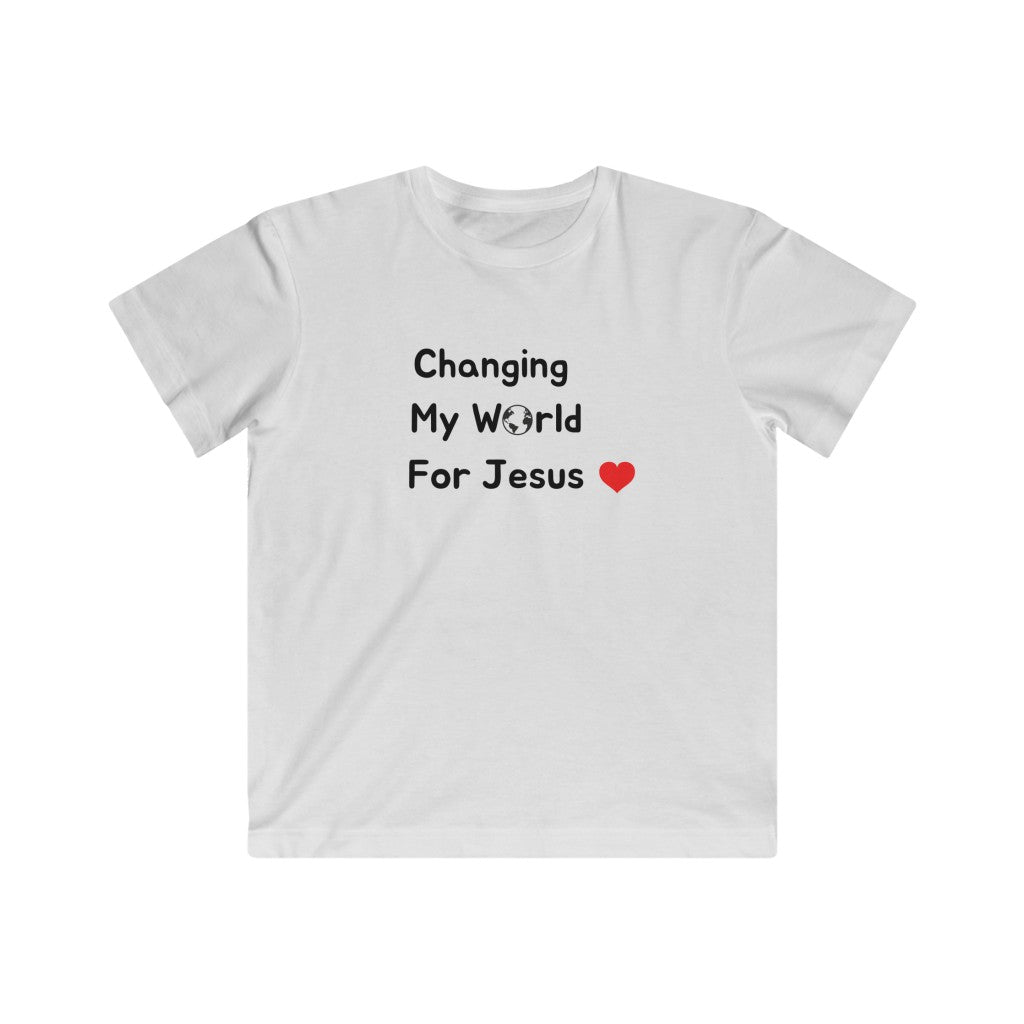 Changing My World For Jesus Kids Fine Jersey Tee