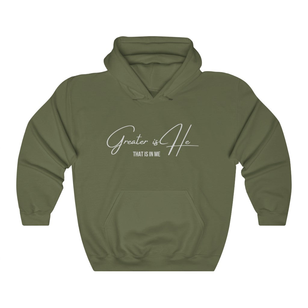 Greater Is he Unisex Heavy Blend Hooded Sweatshirt