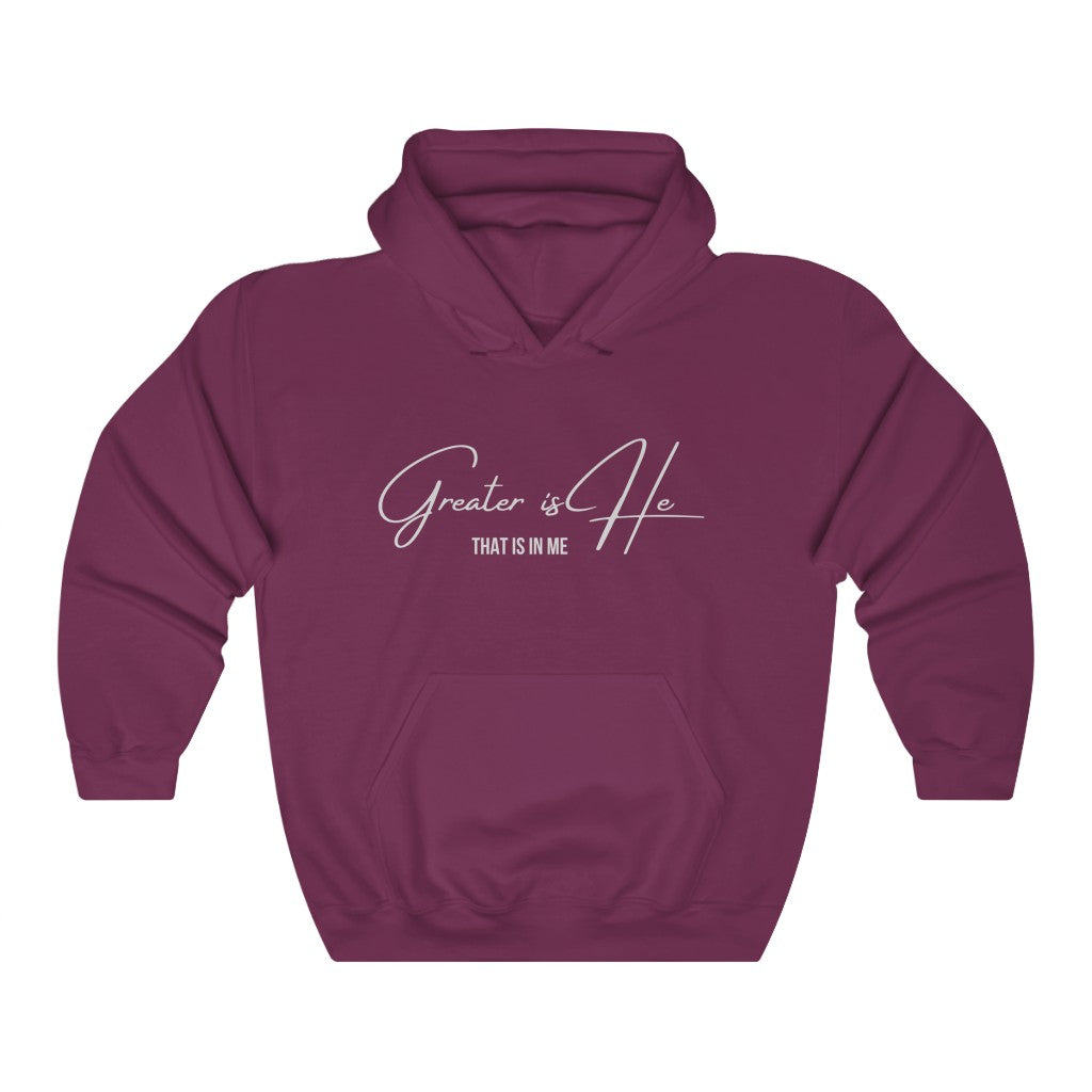 Greater Is he Unisex Heavy Blend Hooded Sweatshirt