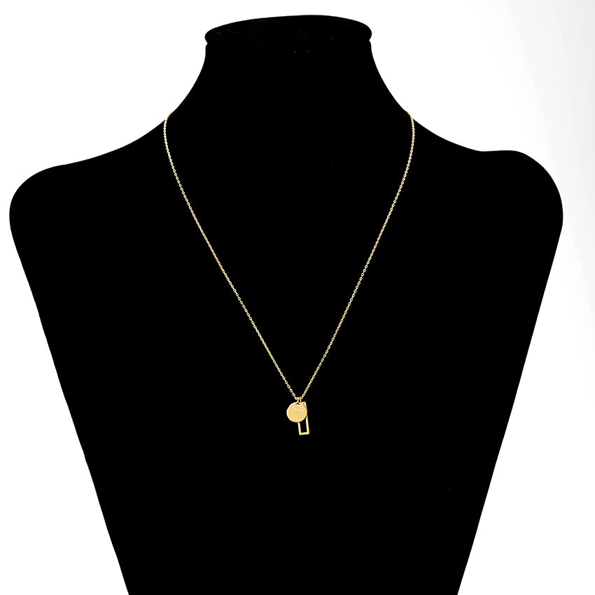 Dainty Rec Disc 18K Gold Plated Necklace
