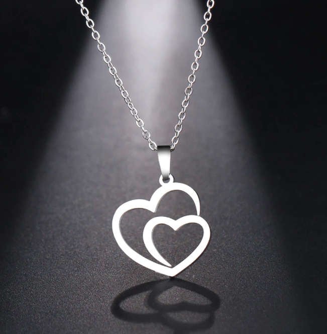 Beautiful Double Heart Minimalist Style Gold Plated Necklace