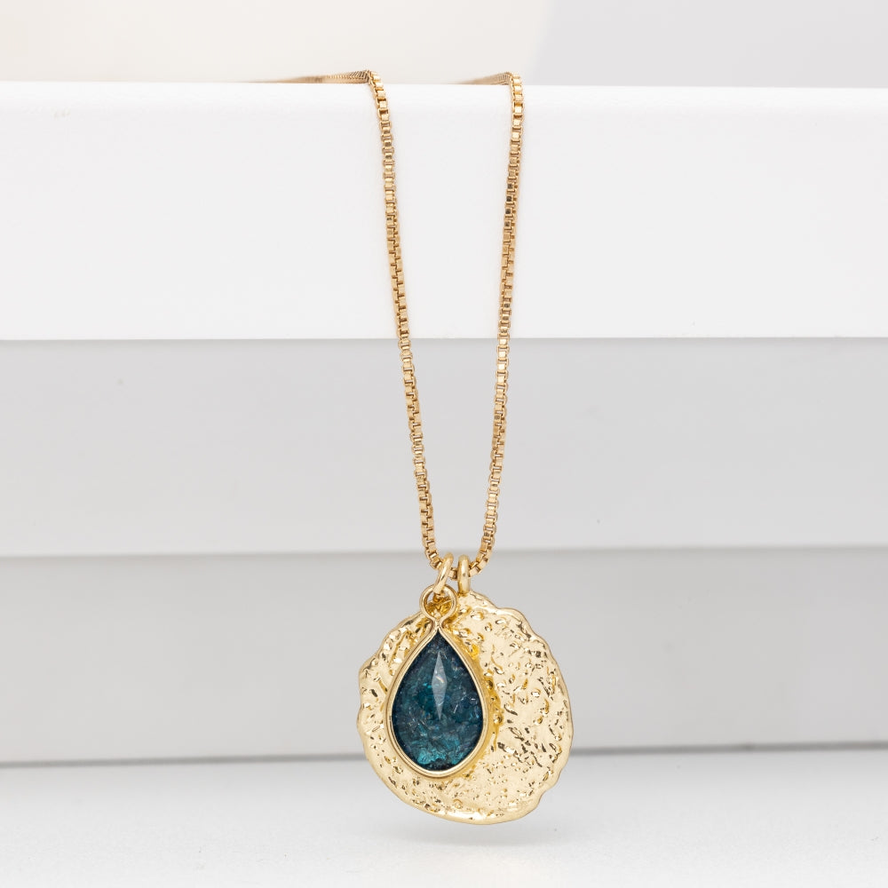 Handmade Minimalist Glass Drop 18K Gold Plated Necklace