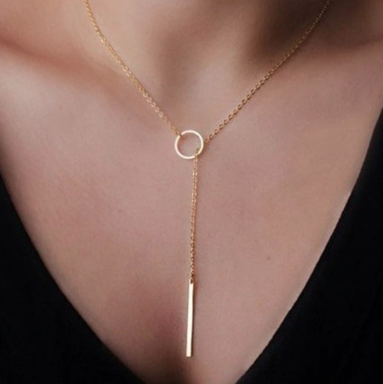 Gold Plated Vintage Style Lariat Necklace