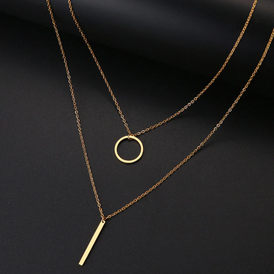Vintage Style Double Layered Gold Plated Necklace