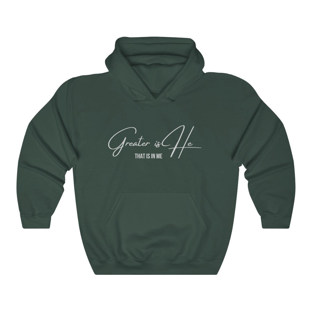 Greater Is he Unisex Heavy Blend Hooded Sweatshirt