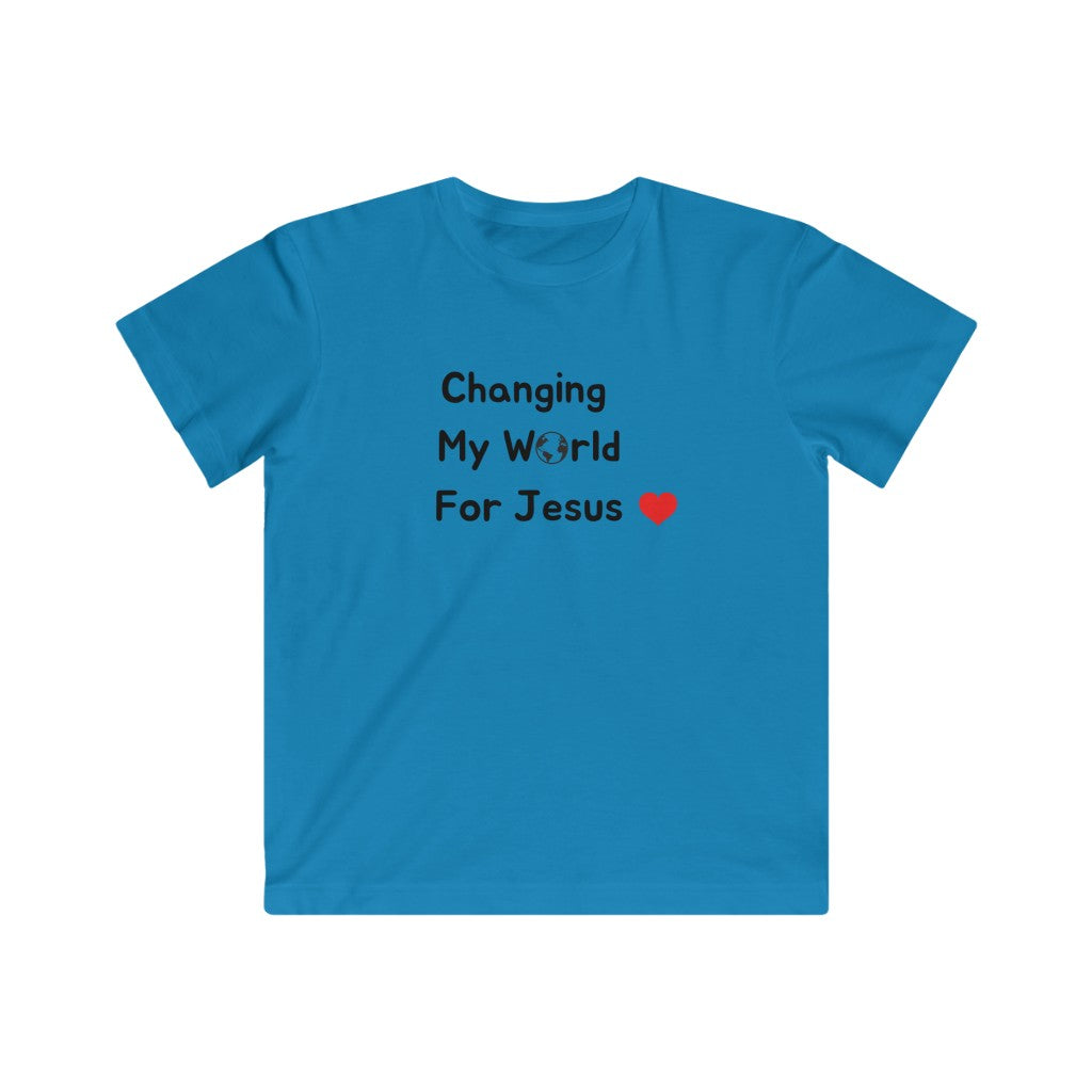 Changing My World For Jesus Kids Fine Jersey Tee