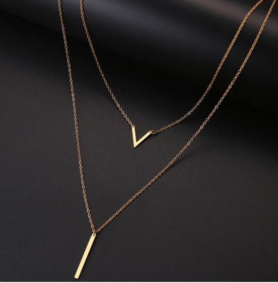 Vintage Style Double Layered Gold Plated Necklace